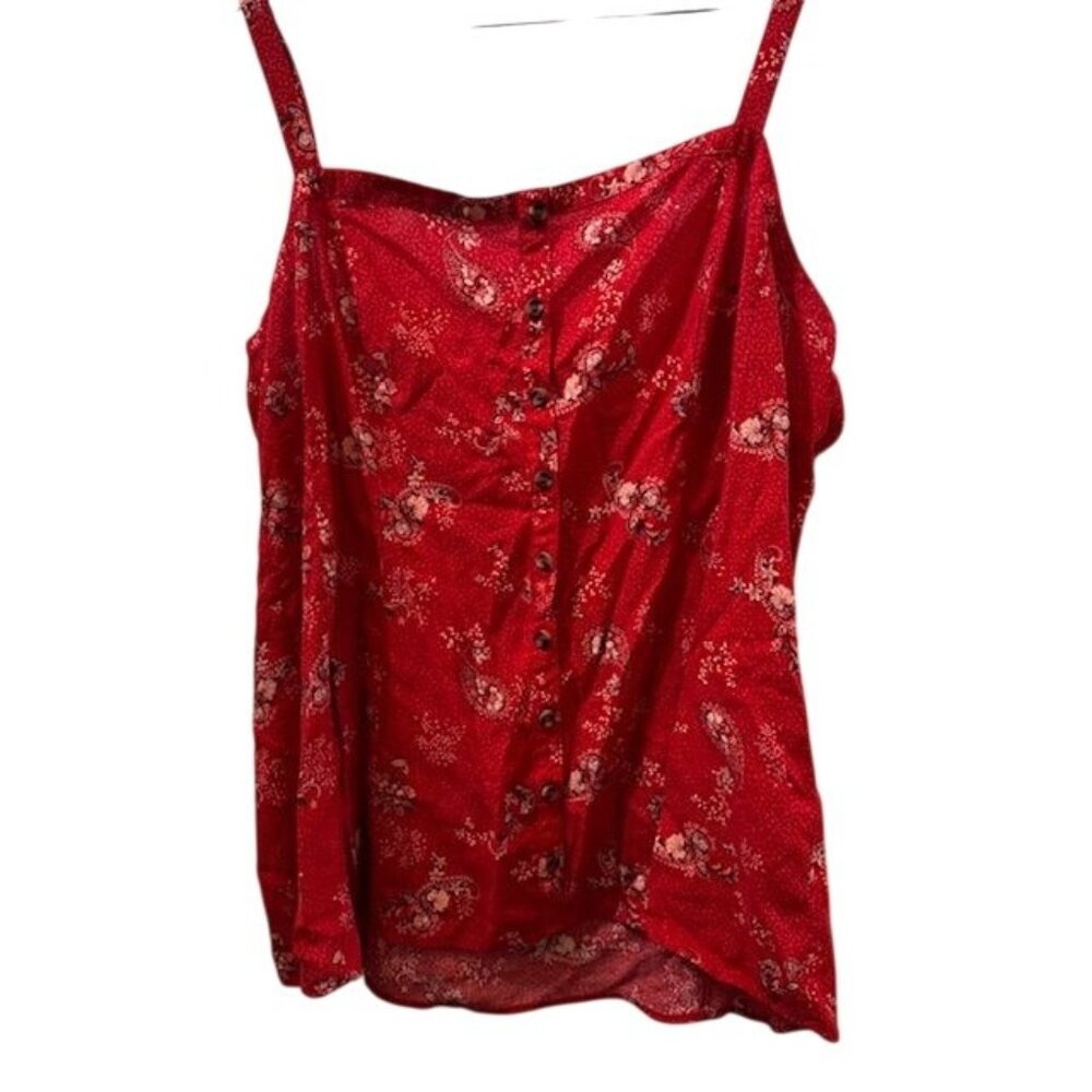 Torrid Red Floral Button-Up Sleeveless Top With Adjustable Straps